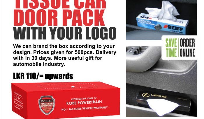 Facial Tissue Car Door Pack with your brand