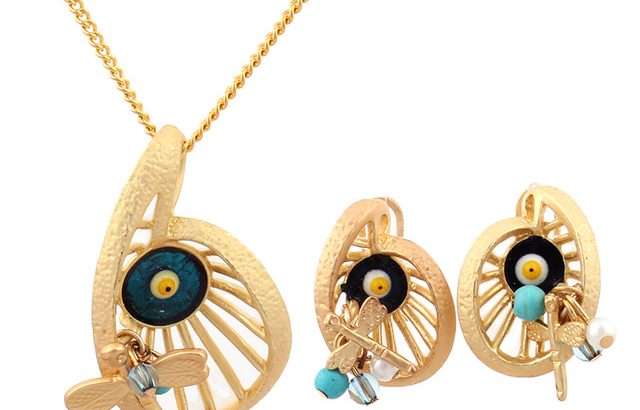 Dragonfly Necklace -Enamel Jewellery Set