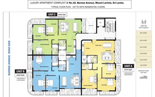 Blue Ocean Apartment in Barnes Avenue, Mount Lavinia