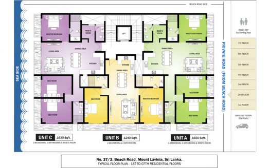 Blue Ocean Apartment in Beach Road, Mount Lavinia